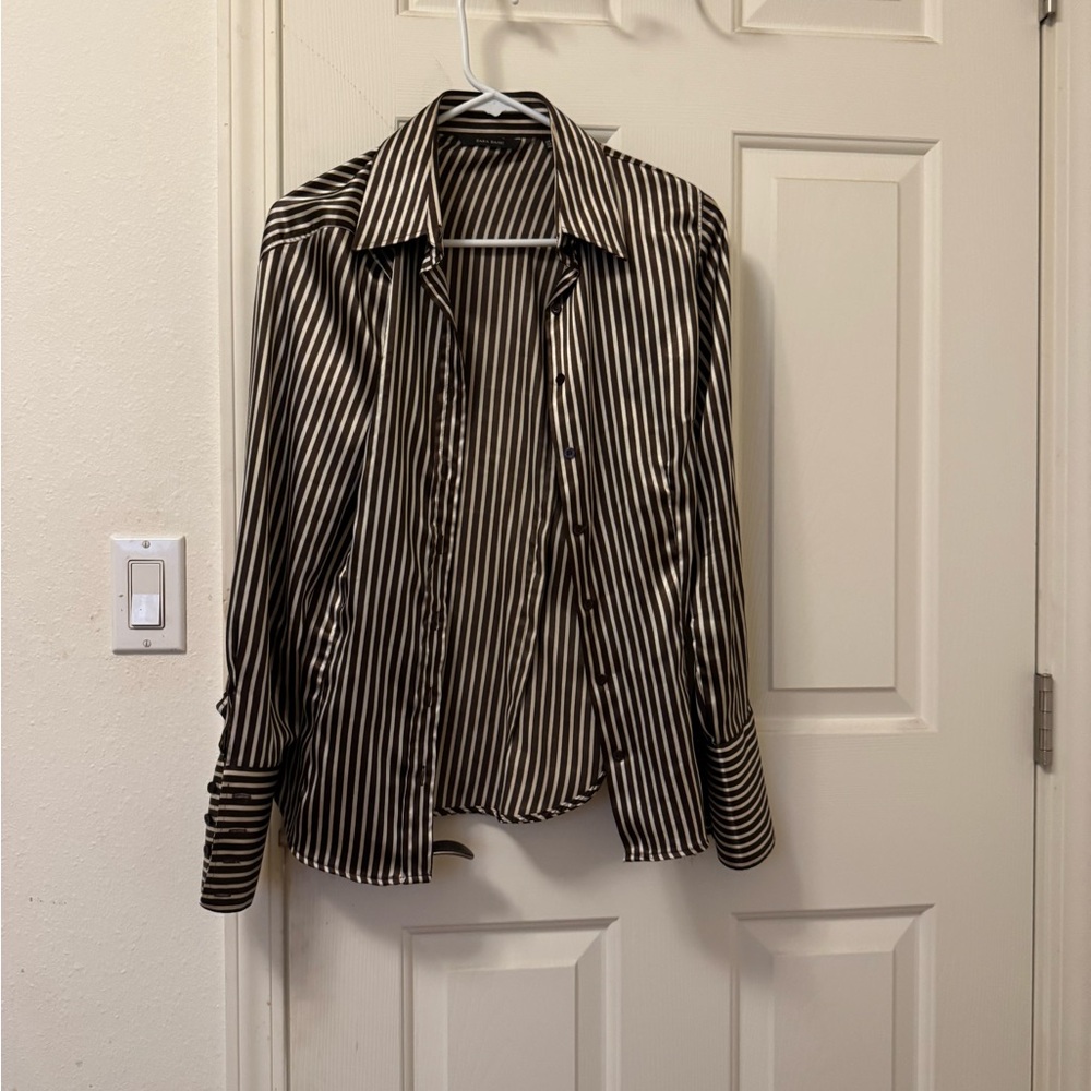 Striped Black and White Button Up
